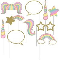 Kit 10 Photo Booth Licorne Rainbow Pastel