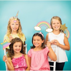 Kit 10 Photo Booth Licorne Rainbow Pastel. n1