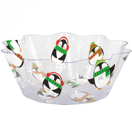 Petit Saladier de Nol Pingouins (20 cm) - Plastique 