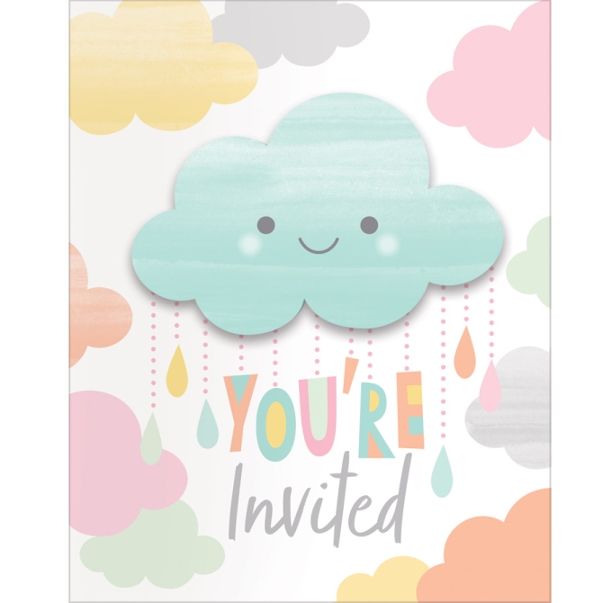 8 invitations Nuages Baby 