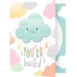 8 invitations Nuages Baby. n1