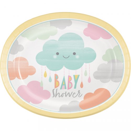 8 Maxi Assiettes Nuages Baby Shower 