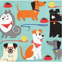 16 Petites Serviettes Dog Party