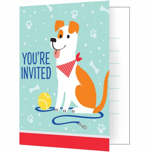 8 Invitations Dog Party 