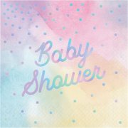 16 Serviettes Baby Shower Pastels iridescent