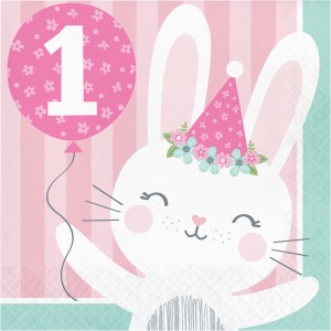 16 Serviettes Lapin Joyeux - 1 an