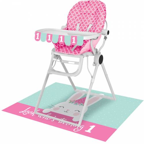 Kit Decorations Chaise Haute Bebe Lapin Joyeux Premier Anniversaire Fille Annikids
