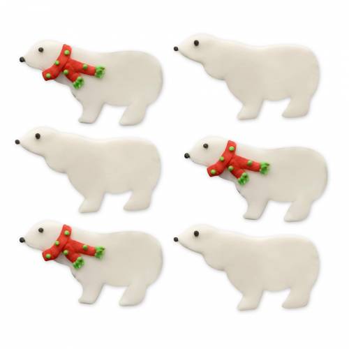 6 Dcors en Sucre - Ours Polaires (4 cm) 
