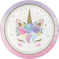 Contient : 1 x 8 Assiettes Unicorn Baby