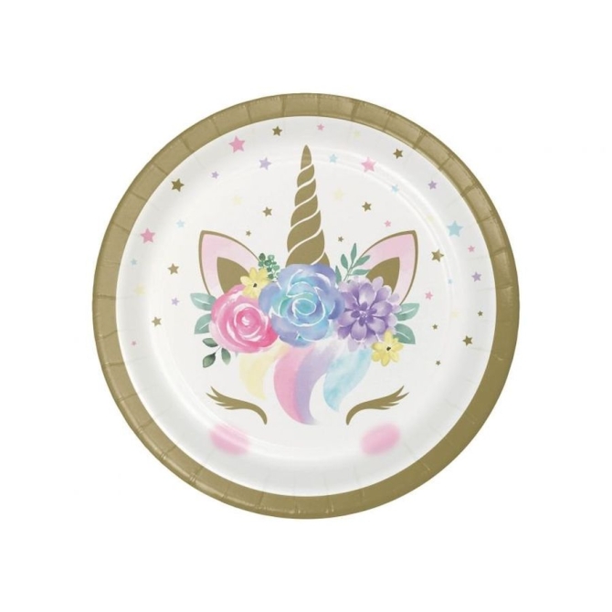 8 Petites Assiettes Unicorn Baby 