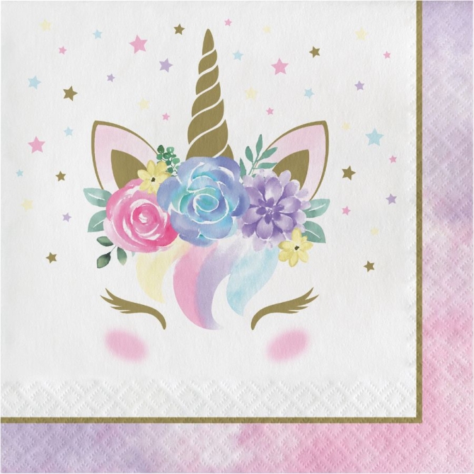 16 Serviettes Unicorn Baby 