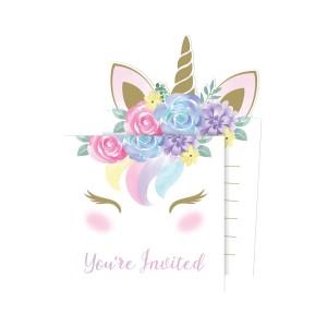 8 invitations Unicorn Baby