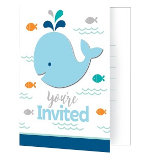 8 invitations Baleine Bleue