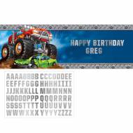 Bannière Personnalisable Lettre Happy Birthday Monster Truck Rally