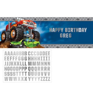 Bannire Personnalisable Lettre Happy Birthday Monster Truck Rally