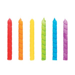 12 Bougies Torsades Rainbow (7 cm)