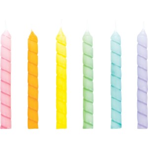 12 Bougies Torsades Pastel (7 cm)