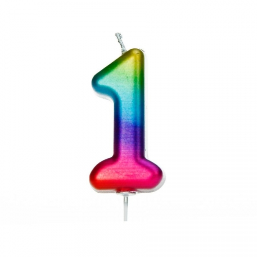 Bougie Rainbow Chiffre 1 - 7 cm 