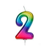 Bougie Rainbow Chiffre 2 - 7 cm