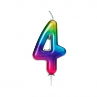 Bougie Rainbow Chiffre 4 - 7 cm
