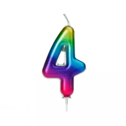 Bougie Rainbow Chiffre 4 - 7 cm 