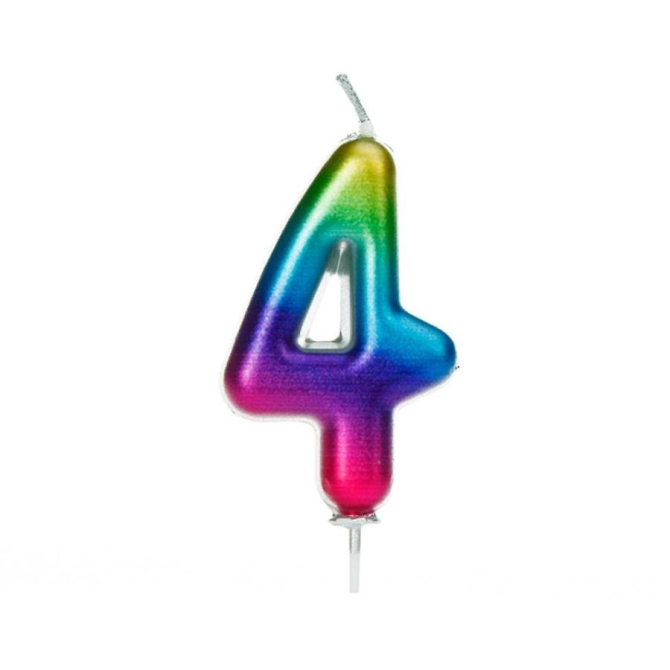 Bougie Rainbow Chiffre 4 - 7 cm 