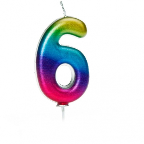 Bougie Rainbow Chiffre 6- 7 cm 