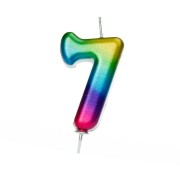 Bougie Rainbow Chiffre 7 - 7 cm