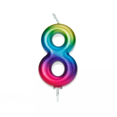 Bougie Rainbow Chiffre 8 - 7 cm 