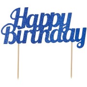 Cake Toppers Happy Birthday Pailleté - Bleu
