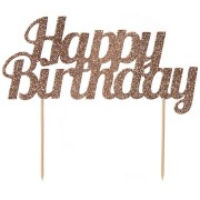 Cake Toppers Happy Birthday Pailleté - Rose Gold