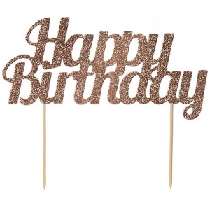 Cake Toppers Happy Birthday Paillet - Rose Gold