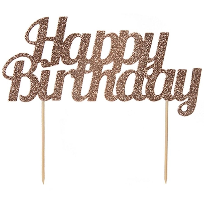 Cake Toppers Happy Birthday Paillet - Rose Gold 