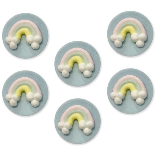 6 Dcorations en sucre Arc-en-Ciel Pastel 
