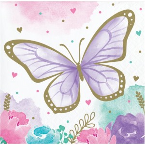 16 Petites Serviettes Papillon