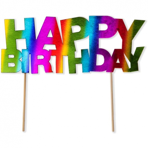 Cake Topper Happy Birthday - Rainbow 