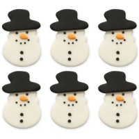 6  Dcors Bonhommes de Neige Chapeau Noir (4,7 cm) - Sucre