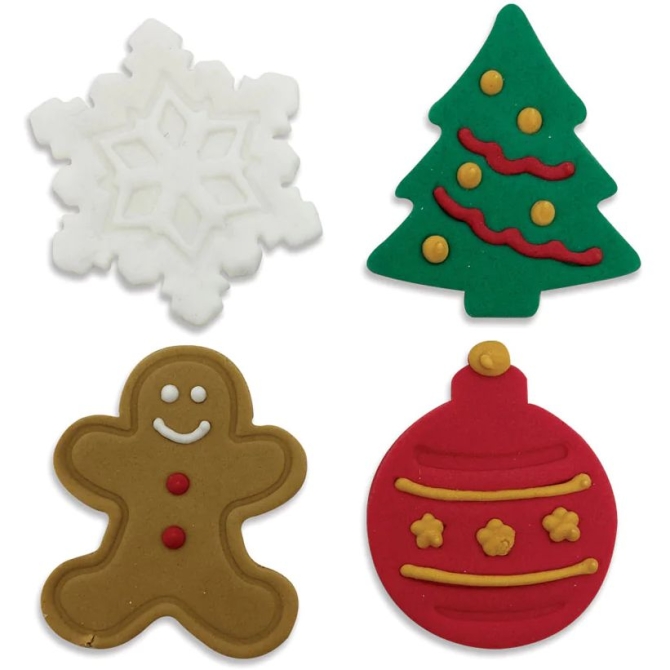 4 Décors Happy Holidays (4, 5 cm) - Sucre 