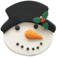 1 Plaque Tte de Bonhomme de Neige ( 7 cm) - Sucre