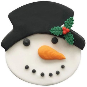 1 Plaque Tte de Bonhomme de Neige ( 7 cm) - Sucre