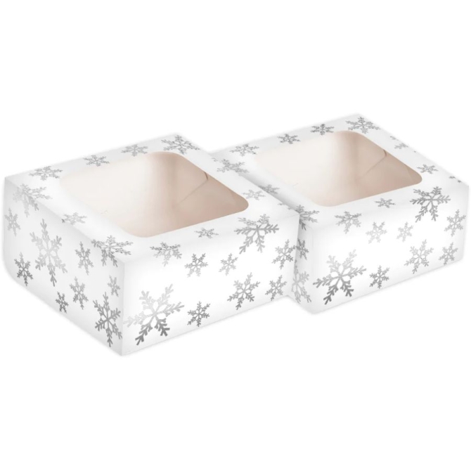 2 Boîtes à Friandises avec Fenêtre - Flocon de Neige 