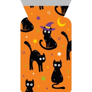 12 Pochettes Cello Zippes Chat d'Halloween