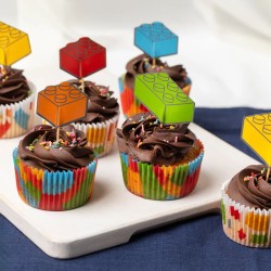 10 Cupcakes Toppers - Block Party. n6
