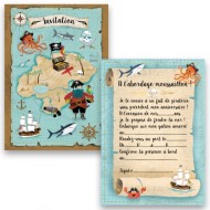 8 Invitations et 8 Enveloppes - Pirates