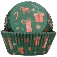 48 Caissettes Cupcake Nol Vert  FunCakes