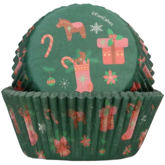48 Caissettes Cupcake Nol Vert  FunCakes 
