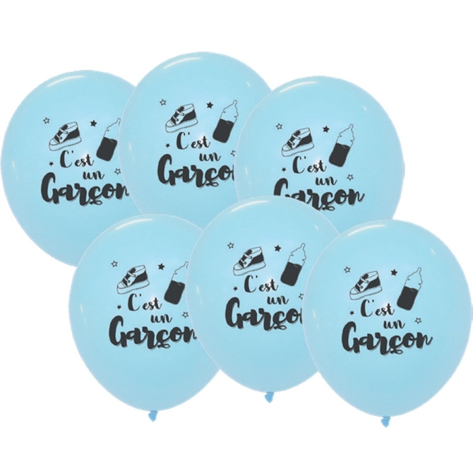 6 Ballons Bleus - C est un Garon 30 cm 