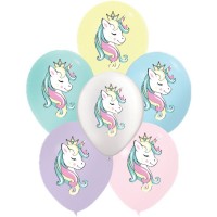 6 Ballons Pastel - Licorne  30 cm