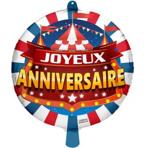 Ballon  Plat Joyeux Anniversaire Cirque