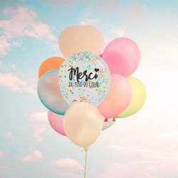 3 Ballons Confettis Multicolores - Merci du Fond du Coeur. n1